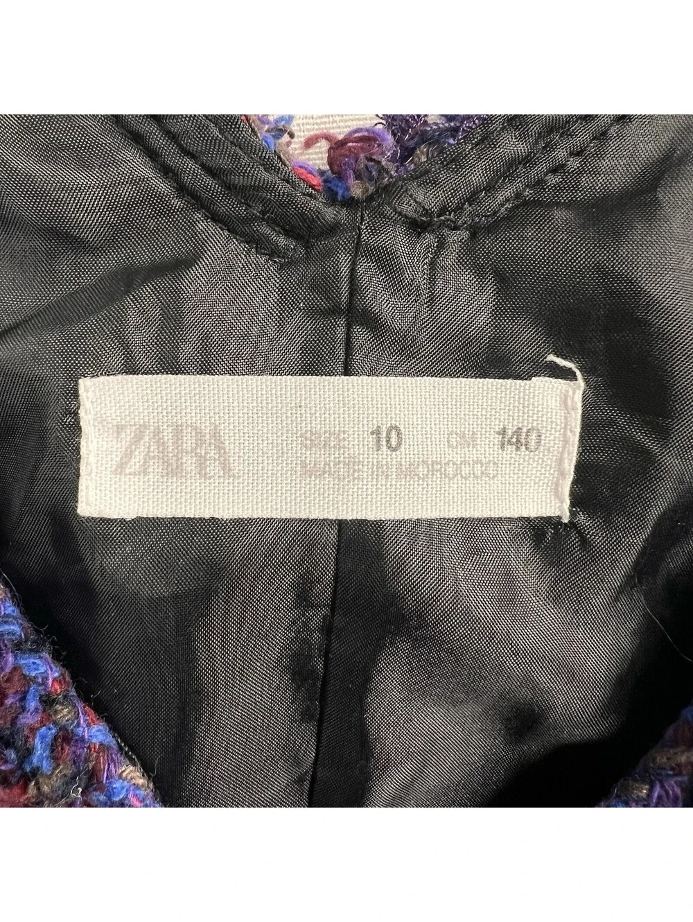Zara Girl Purple Pink Blue Tweed Jumper Dress Size 10